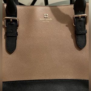 Kate Spade Cove Street Ariel Taupe and Black Leather Shoulder Bag